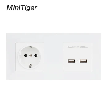 

Minitiger Wall PC Panel EU Standard Wall Power Socket 16A EU Electrical Outlet Dual USB Smart Charging Port 5V 2A Output