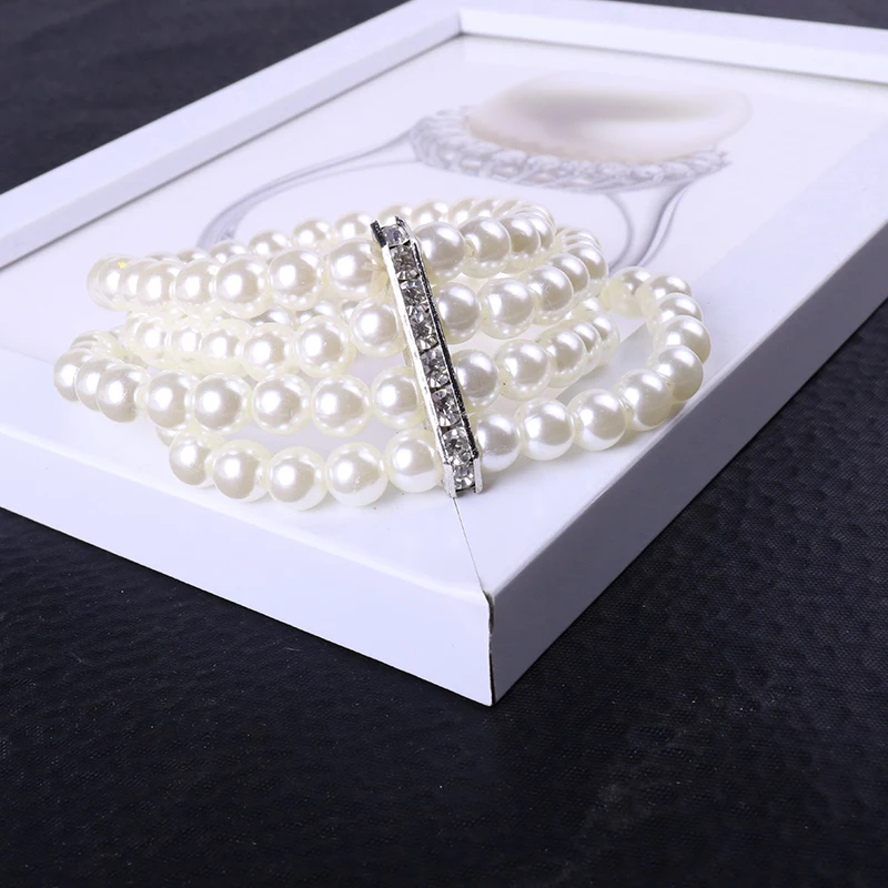 Модный популярный хрусталь имитация жемчуга браслет для женщин многослойные преувеличенные широкие браслеты ювелирные изделия