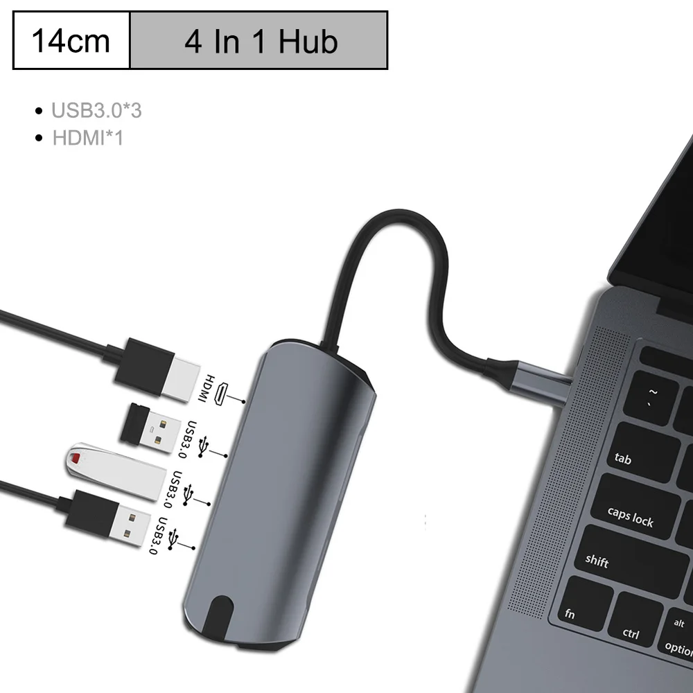 Type c концентратор для мульти-Хаба USB 3,0 HDMI 4 K/SD/TF кард-ридер/PD зарядка аудио/RJ45 адаптер для MacBook Pro type c usb-хаб