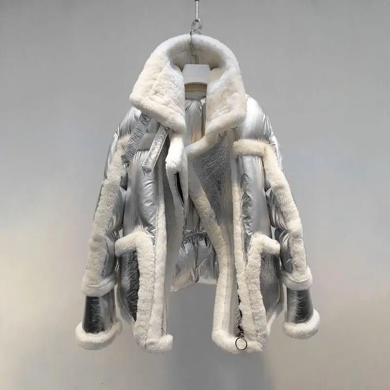 Зима, высокое качество, воротник с лацканами, длинный рукав, Серебряное пальто, отложной воротник, женское двустороннее меховое винтажное теплое пальто