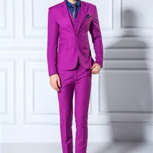 Куртки+ брюки+ жилет) Одежда для жениха Мужские костюмы тонкие блейзеры смокинг жених выпускного вечера фиолетовые костюмы стильные свадебные костюмы