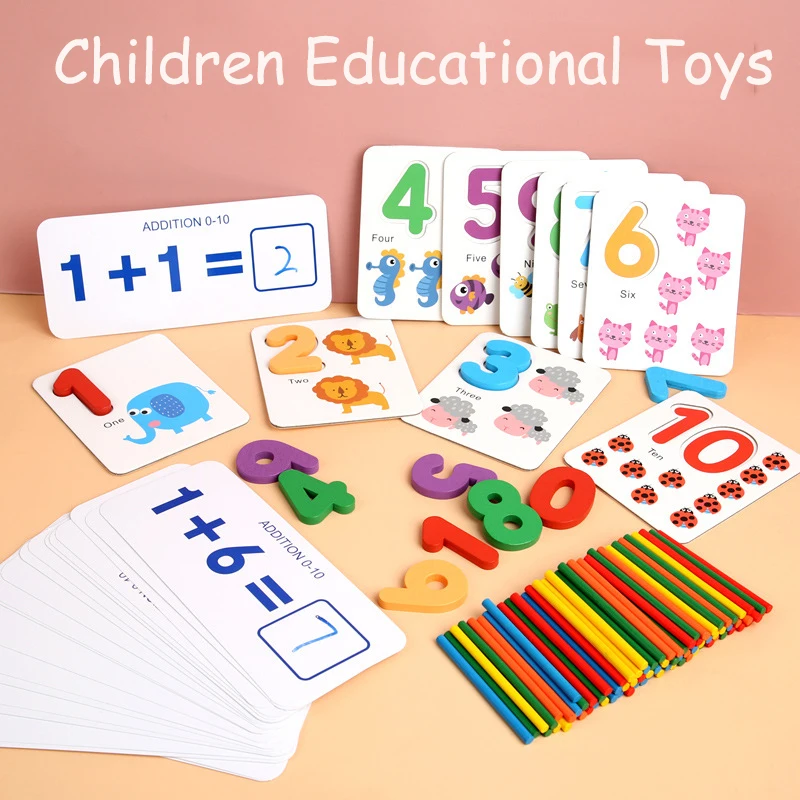 Montessori Math Toy Children Mathematics Early Educational Counting Wooden Sticker Kids Number Cognition Toys Baby Birthday Gift