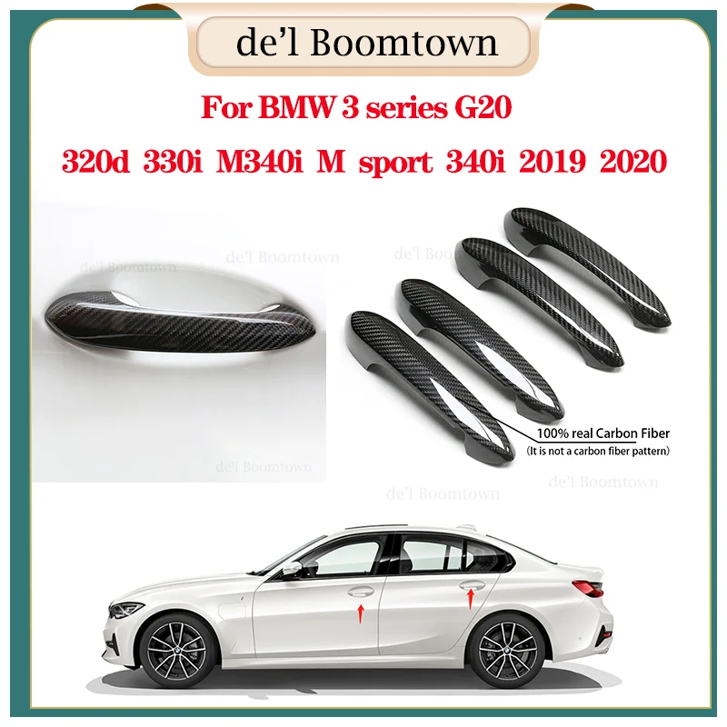 

Крышка автомобильной дверной ручки для BMW 3 серии G20 320d 330i M340i M sport 340i 2019 2020, аксессуары, 100% натуральное углеродное волокно