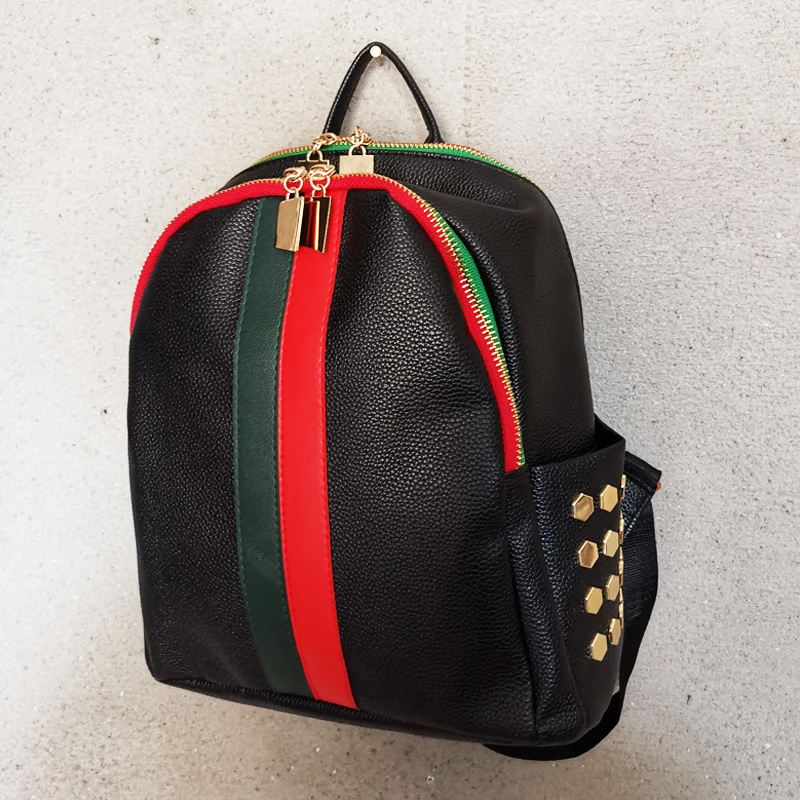 Double Color Zipper Роскошный дизайнерский женский рюкзак из искусственной кожи от известного бренда, Женская Повседневная сумка на плечо, школьная сумка для подростков, модные женские сумки - Цвет: Double Color Zipper
