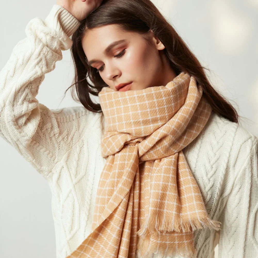 [AETRENDS] Women Scarf Classic Plaid Scarf Warm Wrap Shawl for Fall Winter Scarves K-0021