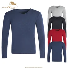 SISHION тонкий модный однотонный свитер мужской осенний и зимний трендовый свитер с v-образным вырезом разных цветов SP0722