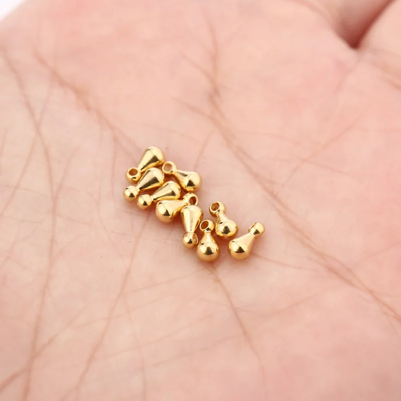 200pcs 316L stainless steel gold tone  extender chain tear drop end beads 3*6mm DIY Neckalce Accessories