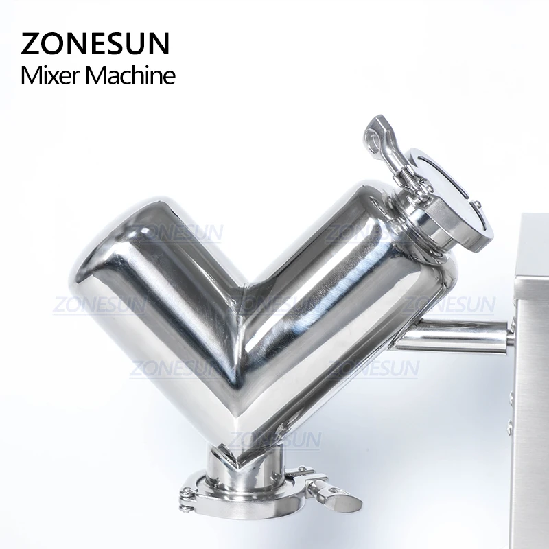 ZONESUN V2 Powder Mixing Machine Stainless Dry Powder Mixer Blender For Pills Candy Tablet Vitamin House Blending Machine