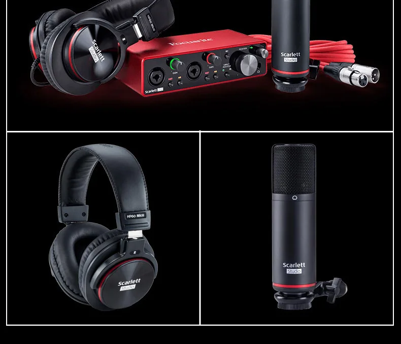 Focusrite scarlett 2i2 studio 3rd Gen 2i2 аудио интерфейс+ CM25 MKIII конденсаторный микрофон+ наушники HP60 MKIII