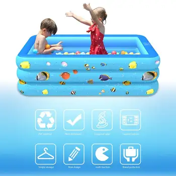 

130/150/180/210CM Square Inflatable Swimming Pool Thicken PVC Paddling Pool Bathing Tub Outdoor Summer Swimming Pool For Kids
