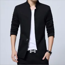 Chinese Collar Mao Suit Jacket Mens Slim Fit Blazer For Men Plus Size Mens Blazers Black Blue Grey Red 3XL 4XL 5XL