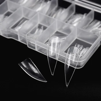 

100pc Pointy Stiletto Nail Tips Clear False Fake Manicure Acrylic Gel Diy Salon Suppliers Extra-Long Fingernail Claw