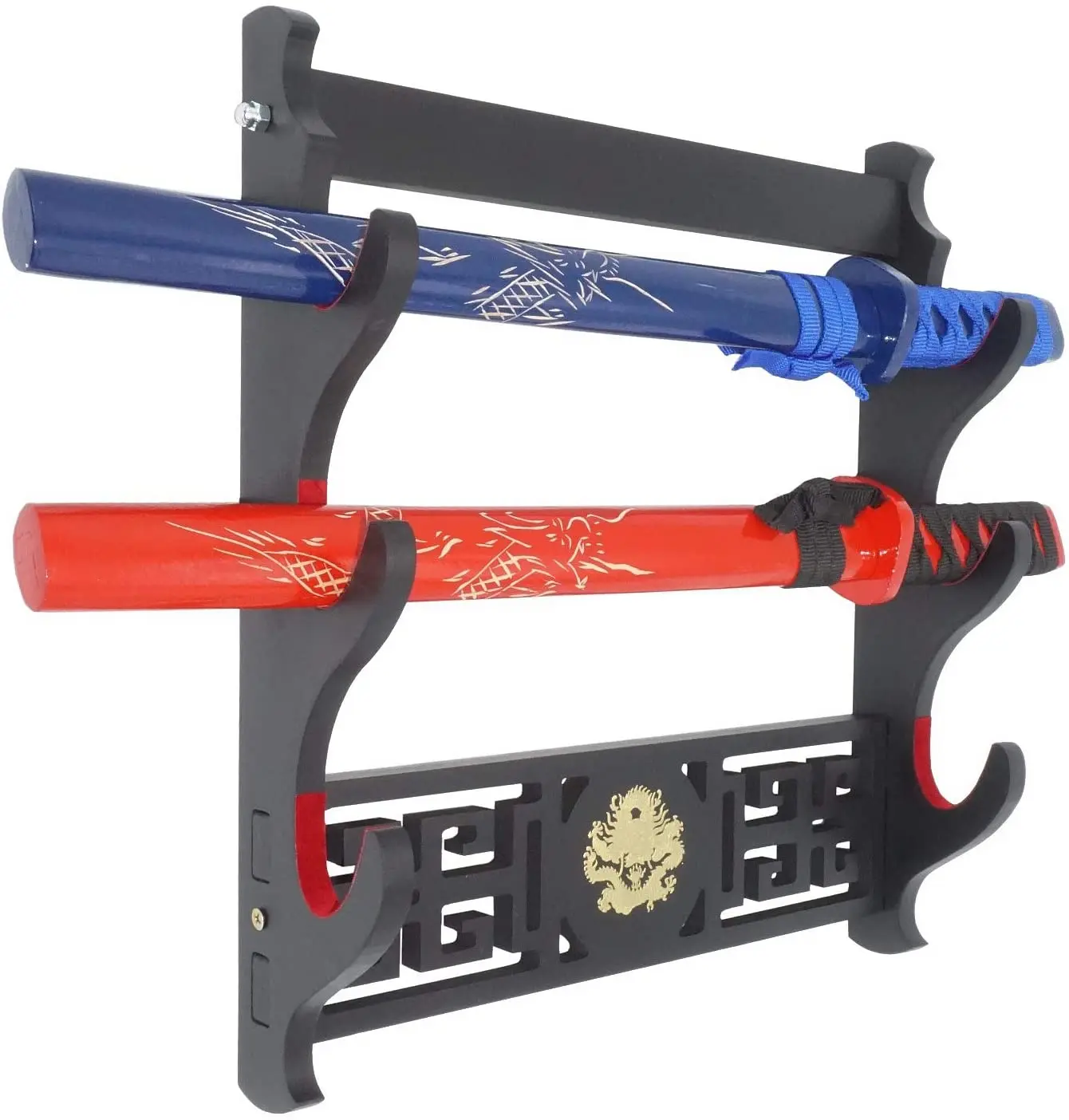 Supporto Per Spada Katana In Legno – Espositore A 1/2/3 Livelli Per Samurai, Wakizashi E Coltelli - 6
