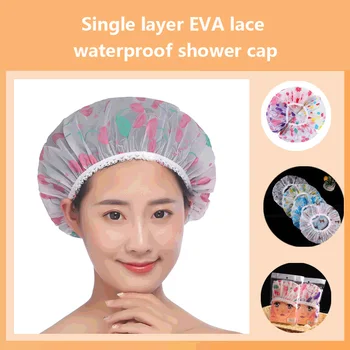 

1pcs Waterproof Shower Cap Fashion Wave Point Bath Hair Cover Thicken Elastic Bath Hat Bathing Cap For Women Bathroom Product