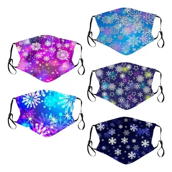 

5pc Bling Colorful Face-patch Adult 3D Christmas M-a-s-k Design Fashion New Year Christmas Decoration Washable Printed Cloth