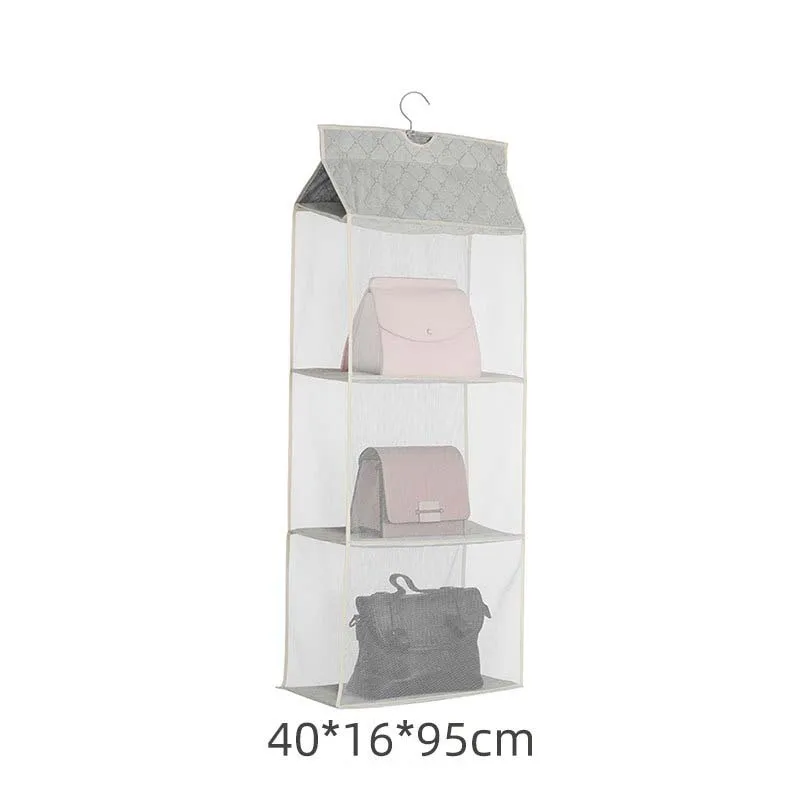 3 layer beige Шкаф для одежды, сумка для сумок, рюкзак, бюстгальтеры, носки, Одежда для хранения, подвесной органайзер, сумки для домашнего хранения - Цвет: 3 layer beige
