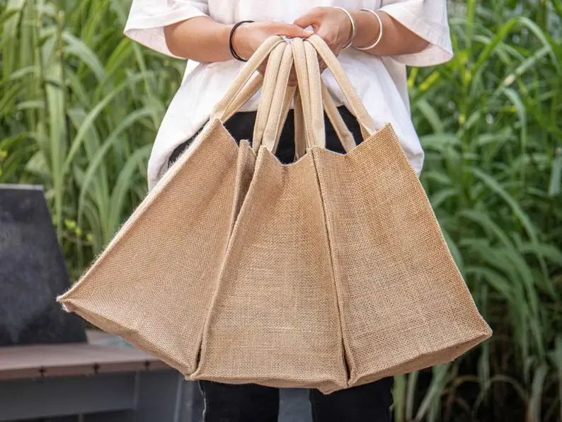 Burlap Tote Bag Hot Trend Summer Jute Beach Bag With merci 