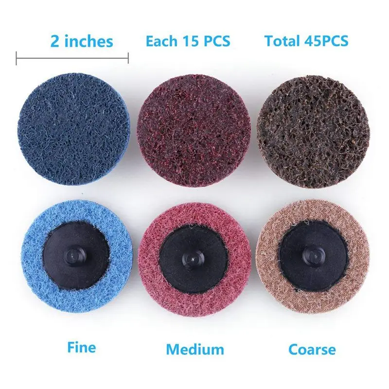 3 inch Roloc Quick Change Sanding Disc Roll Lock Sanding Disc Fine Medium Coarse 30 Pack