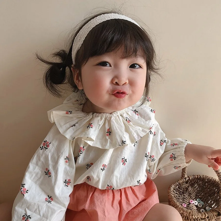Princess Ruffle Collar Floral Long Sleeve Blouse Baby Girls Outwear