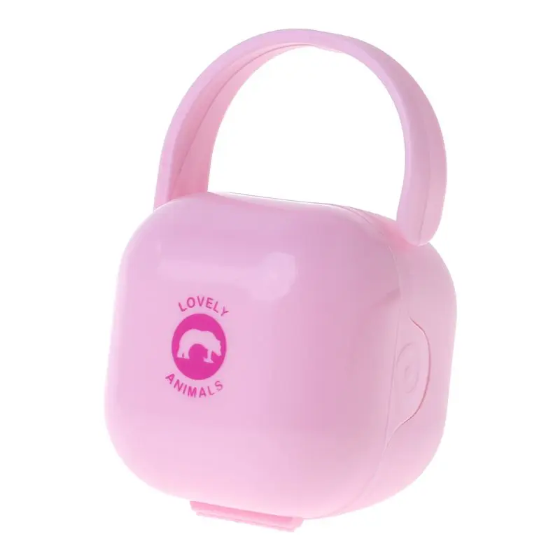 Коробка для детских сосок, чехол для хранения с ручкой, контейнер для соски для новорожденных, портативный держатель для чистки и путешествий, защита от пыли для детей - Цвет: Pink