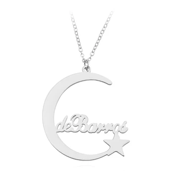 

Customized fashion stainless steel name necklace personalized moon pendant necklace stainless steel jewelry