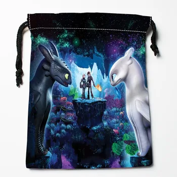 

How to Train Your Dragon Drawstring Bags Print 18X22CM Soft Satin Fabric Resuable Storage Storage Clothes Bag Shoes Bags