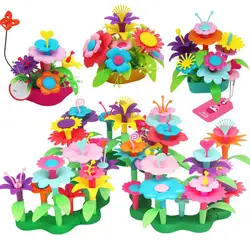 Blocs de construction colorés pour filles, 80 pièces, jouets éducatifs de jardin de fleurs à assembler soi même 