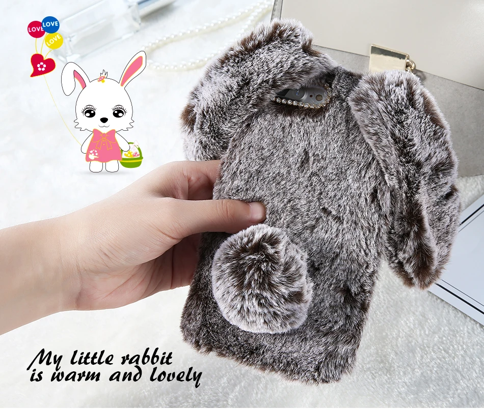 cute furry rabbit case for iPhone 6 7  Plus (1)