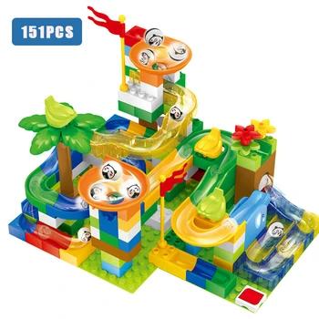 

3 in 1 Marble Race Run Block Maze Ball Track Building Blocks Funnel Slide Blocks DIY Assembling Education Toys For Children