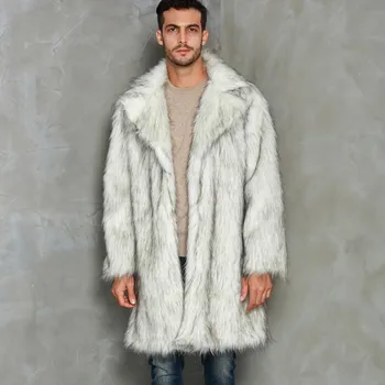 

2019 New Fashion Mens Warm Thick Coat Jacket Solid Faux Fur Outwear Cardigan Overcoat