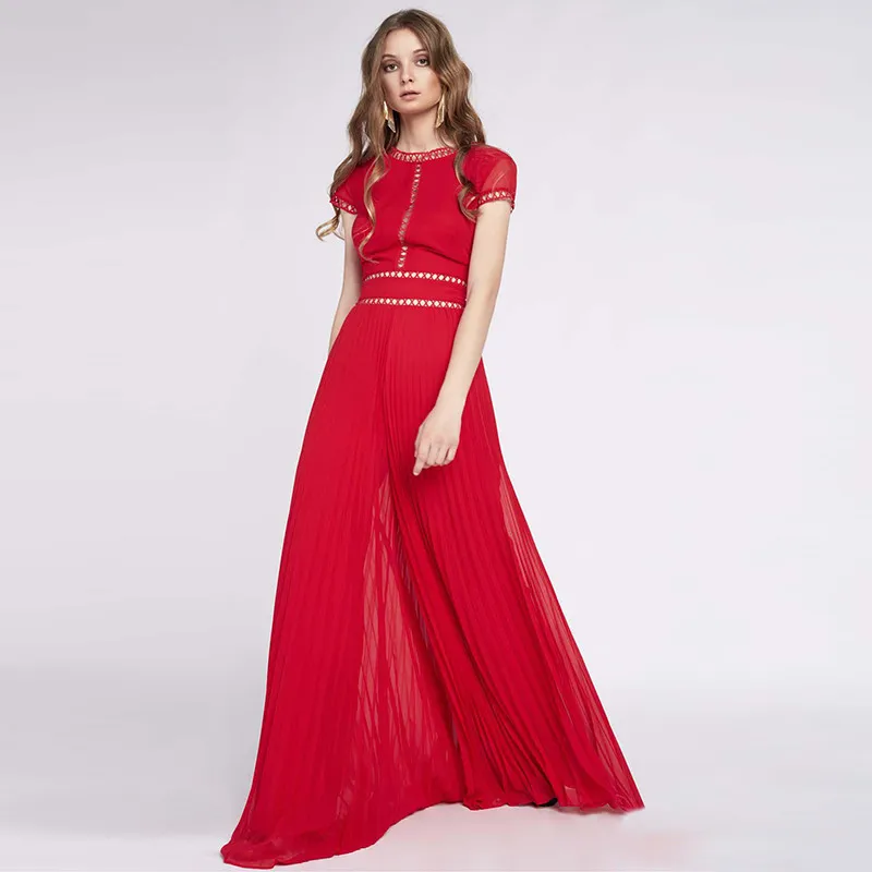 

2019 New Arrival Summer Luxury Runway Designer High Quality Fashion Hollow Out Long Maxi Dress Women Ladies Dresses Female