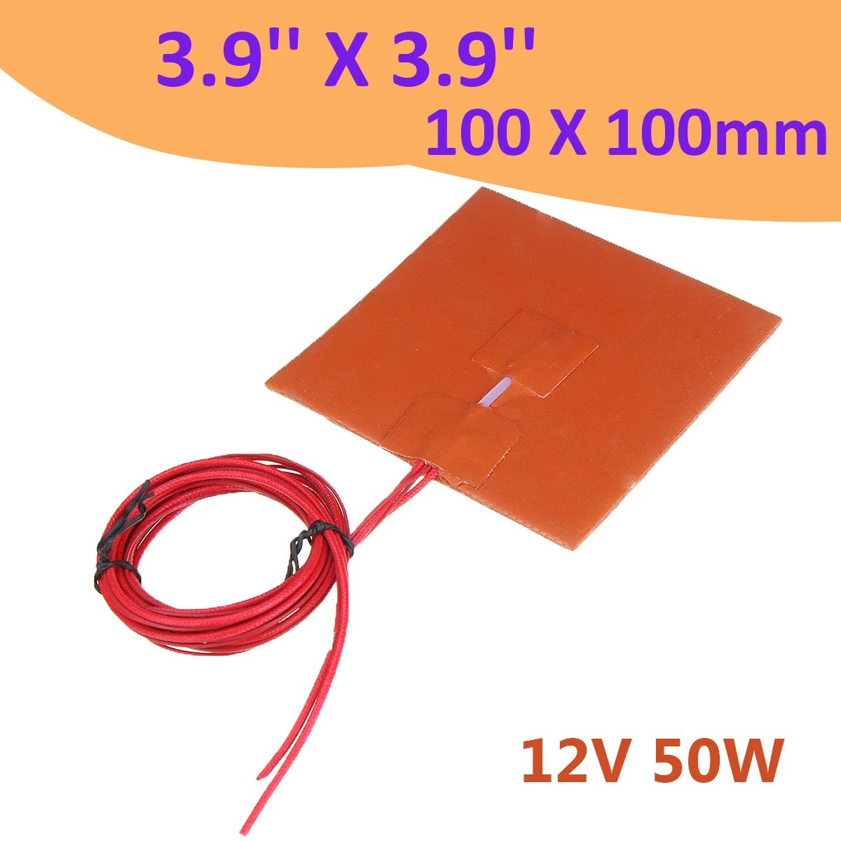 2.88Ω 12V 50W силиконовый нагреватель грелки W/Термистор для 3d частей принтера 100x100 мм