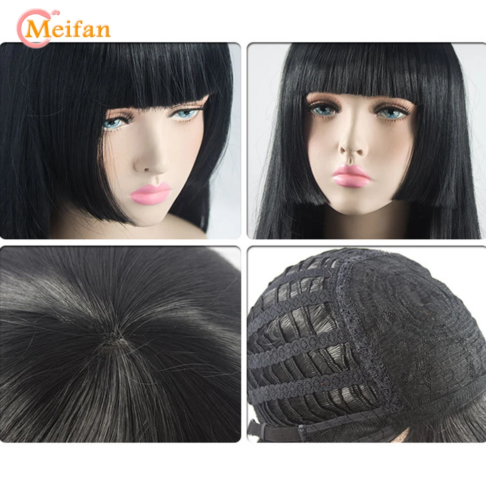 Synthetic Wig MEIFAN Cosplay Anime 100cm Long Straight Heat Resistant Purple Black Natural Hair Cosplay Costume Party Wig synthetic wig halloween wig
