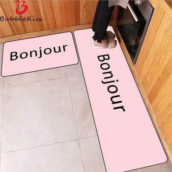 

Bubble Kiss Waterproof Door Mats Outdoor 40cmX60cm Simple Black Letter Pattern Strip Kitchen Rug Pink Rug Kitchen Mats Hot Sale