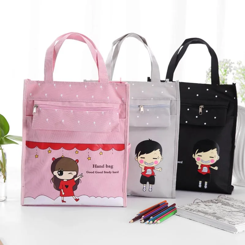 

School Large Canvas A4 File Folder Kid's Document Bag Tutorial Bag Paper Storage with Zipper