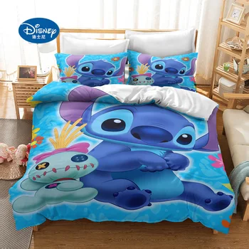 

Disney Cute stitch bedding set Duvet Cover 2/3/4 pcs singlefull double twin queen king size cartoon boy girls pillowcases