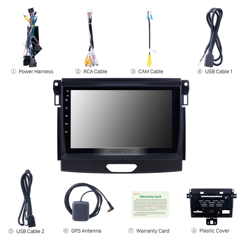 Harfey Android 9. 0 9 дюймов сенсорный экран GPS радио для Ford Ranger 2015 с USB WIFI Bluetooth AUX Поддержка