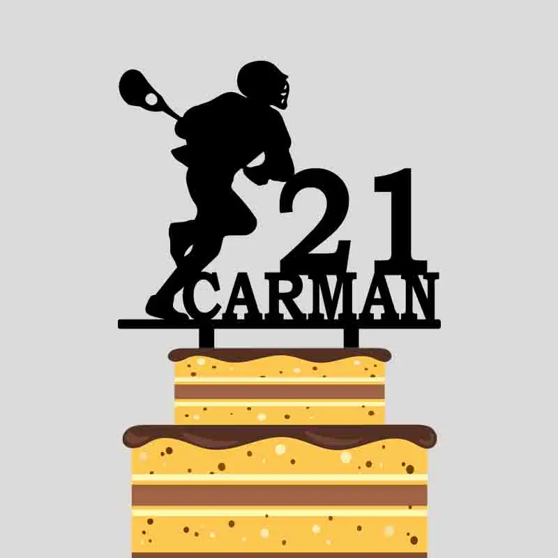 Personalized Lacrosse Cake Topper Custom Name Age Lacrosse Player