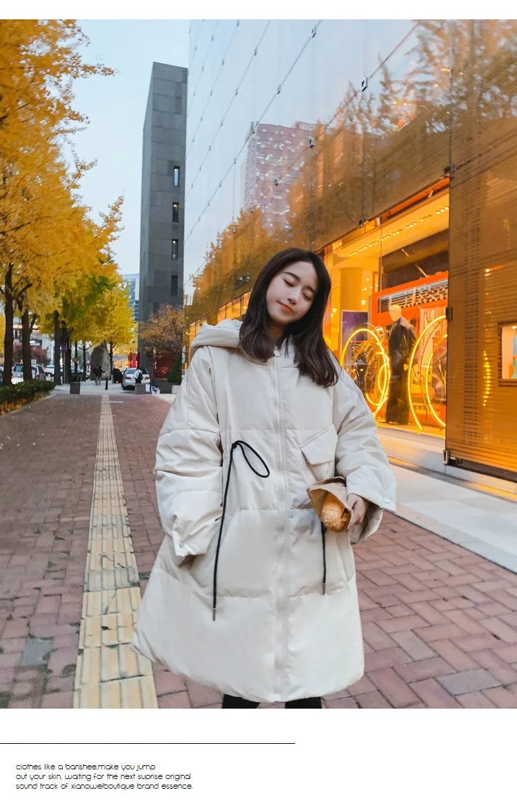 Dongdaemun, хлопковое пальто с капюшоном, женское, средней длины, зима, стиль, корейский стиль, свободное, для студентов, хлопковое пальто, хлопок-pa