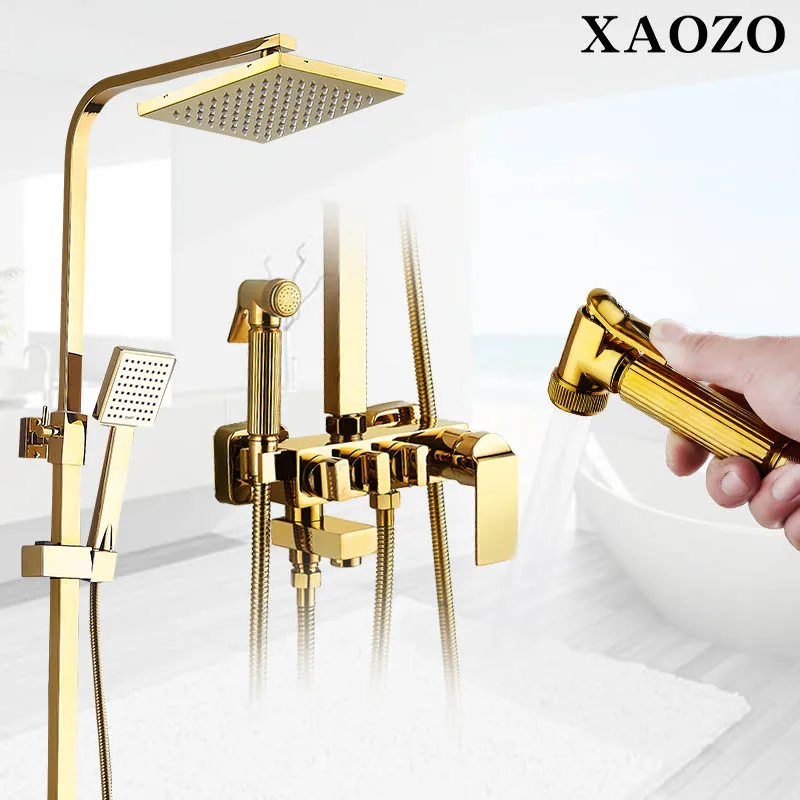 SPA-Bathroom-Shower-Set-gold-Imitation-gold-surface-Shower-Rain-Shower-Head-Bath-Shower-Mixer ...