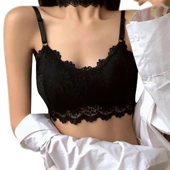 

Women's Lace Floral Bralette Bustier Padded Crop Top Camisole Small Size Bra