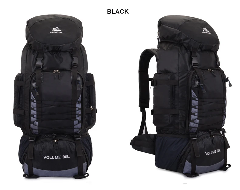 90L военный тактический рюкзак, походный, открытый, альпинистский рюкзак, спортивная, тактическая, военная сумка, мужские мягкие дорожные сумки - Цвет: black