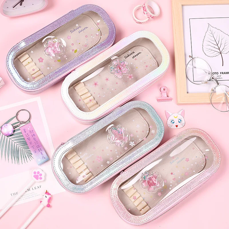 

LoveFrom 1pcs/lot Cute Pencil Case Quicksand Red Multi-Function Large Capacity Pencil Case Stationery Office School Supply