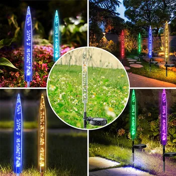 

2x RGB Color Changing LED Bubble Solar Tube Stake Lights Garden Stick Light for outdoor 10 lumens included 1x AA 400 mAh battery