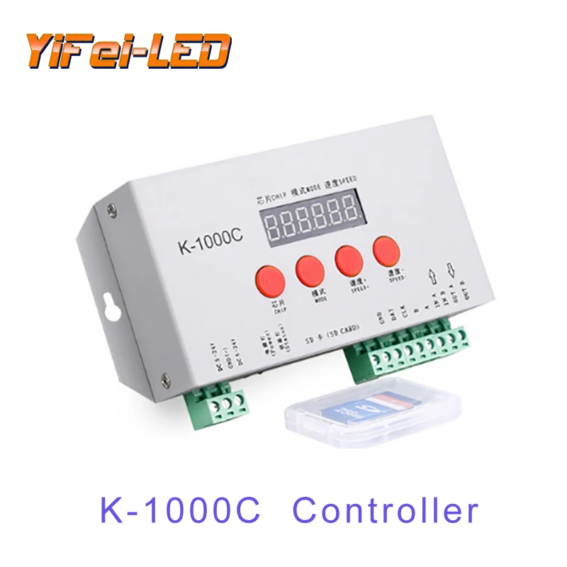 

K-1000C (T-1000S Updated) controller WS2812B,WS2811,APA102,SK6812,2801 LED 2048 Pixels Program Controller DC5-24V