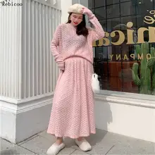  Rebicoo Autumn Women Suit Warm Cashmere Sport Suit Sweater Two Piece Knitted Set Casual Tracksuit Elegant Jogger Set Sweatsuit 