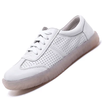 

Summer Women Porous Soft Bottom Hollow Casual Shoes New Style Women Genuine Leather Sandals Comfortable Maternity Sneaker Flats
