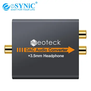 

eSYNiC Digital To Analog Audio Converter DAC Converter Coax Coaxial Optical Toslink 2 RCA R/L 24-bit S/PDIF 3.5mm Jack Adapter