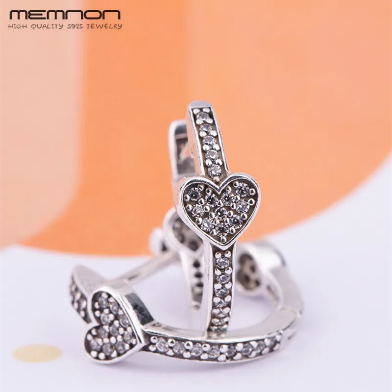 Серьги кольца Memnon женские из серебра 925 пробы с изящной розой и зрительными