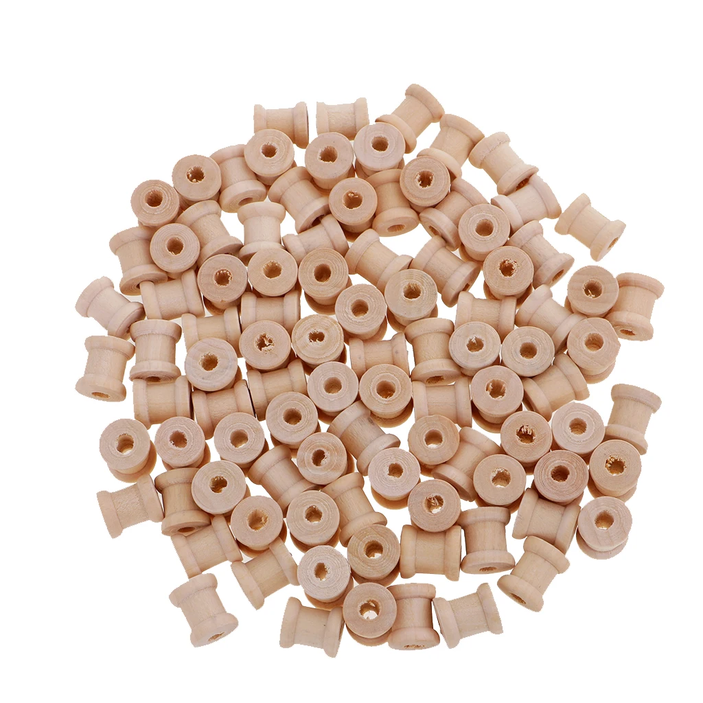 100 Bulk Wood Spools - Unfinished - Thread Bobbin Cord Wire Sewing Crafts Mini